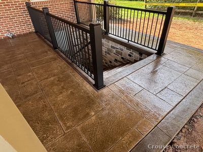 Stamped Ashlar Patio with Railing