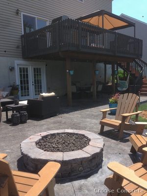 Stamped Concrete Patio with Fire Pit
