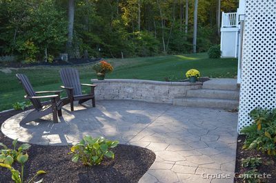 Stamped Ashlar Patio with Seat Wall