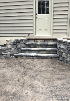 Stamped Curved Retaining Wall