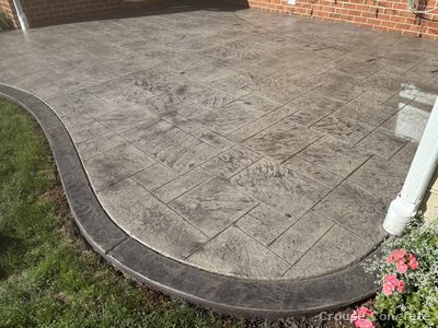 Stamped Ashlar Patio with Charcoal Border
