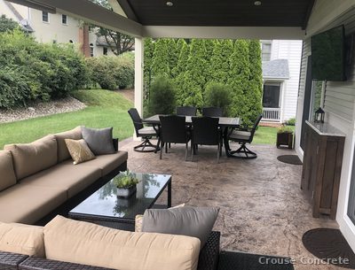 Stamped Concrete Patio with Furniture