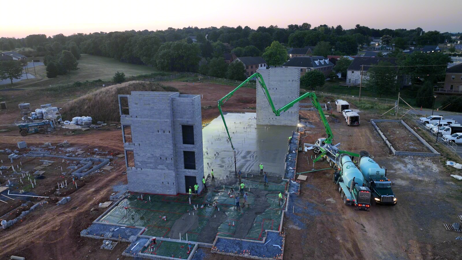 Commercial Foundation Pour with Pump Truck