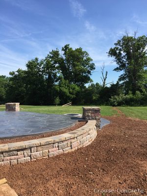 Stamped Concrete Patio with Stone Edging
