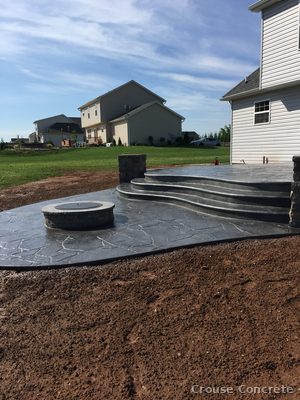 Stamped Patio with Fire Pit Installation