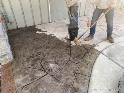 Crew Finishing Stamped Slate Patio