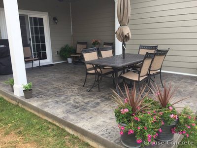 Stamped Ashlar Patio with Seat Wall