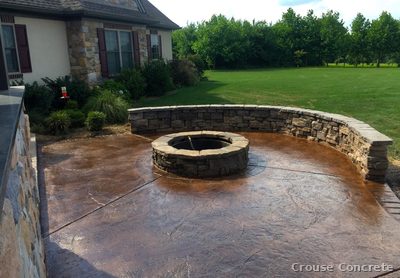 Stamped Concrete Patio with Fire Pit