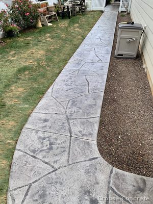 Stamped Slate-Pattern Concrete Walkway