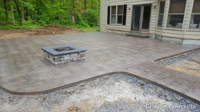 Stamped Concrete Patio with Fire Pit