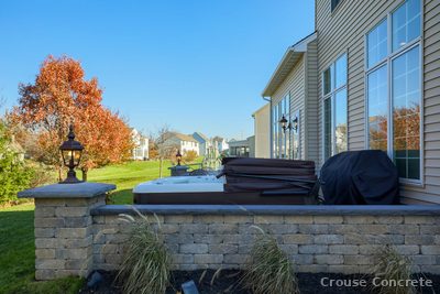 Stamped Retaining Wall with Seat Ledge