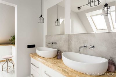 Polished Concrete Bathroom Vanity Backsplash
